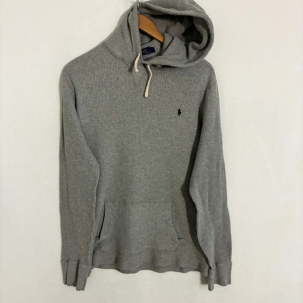 Polo Ralph Lauren Waffle Knit Hoodie Mens Size XL Thermal Pullover Preppy
